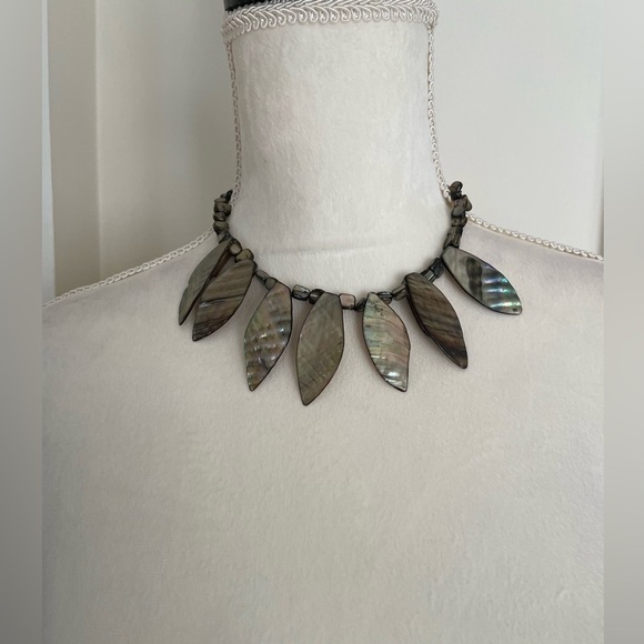 Abalone Shell Statement Leaf Necklace. - Picture 1 of 5